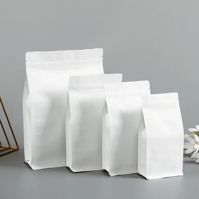 

100pcs Food Preservation Sealed Bags Dried Fruit Grain Cowhide Bag Self Standing Bag White Tea Aluminum Foil Packaging Bag