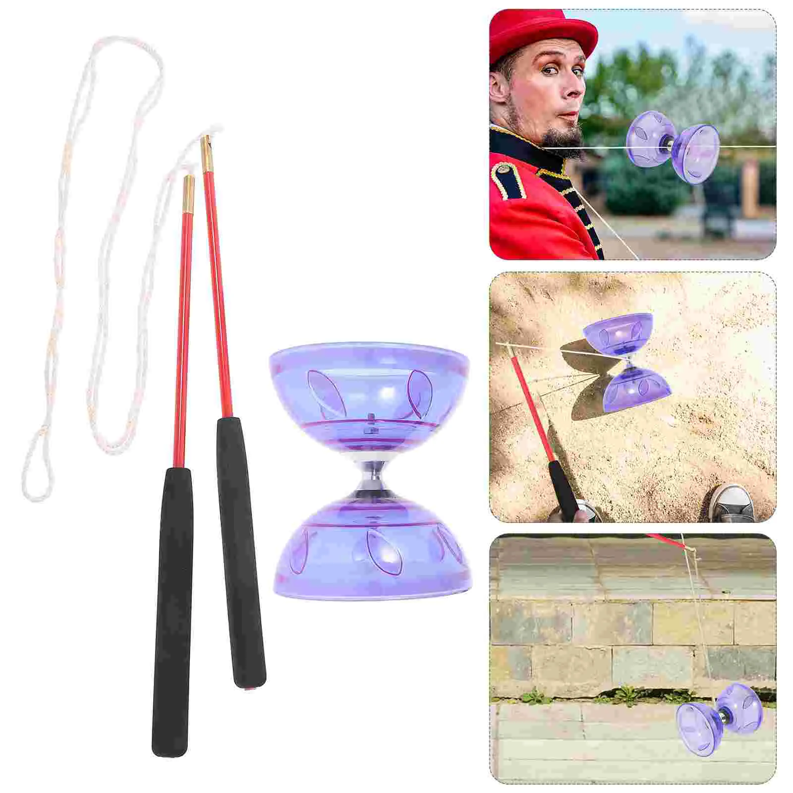 Chinese Diabolo Toy Three Bearing Classic Triple Funny Juggling Kids Outdoor for Double Head