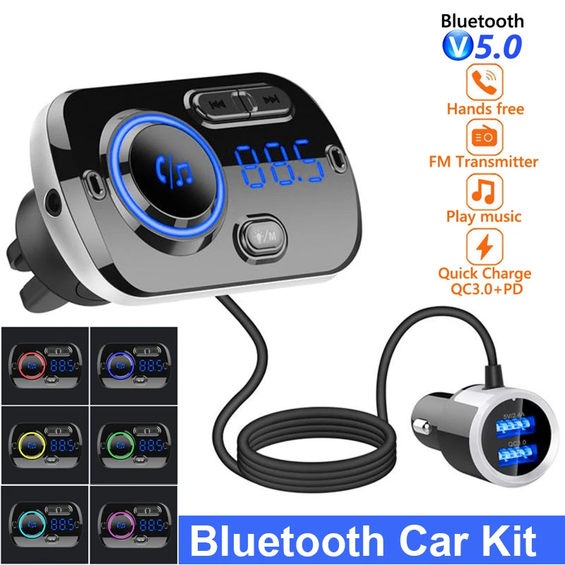 Car Hands Free Bluetooth Kit FM Transmitter Music MP3 Player Speaker