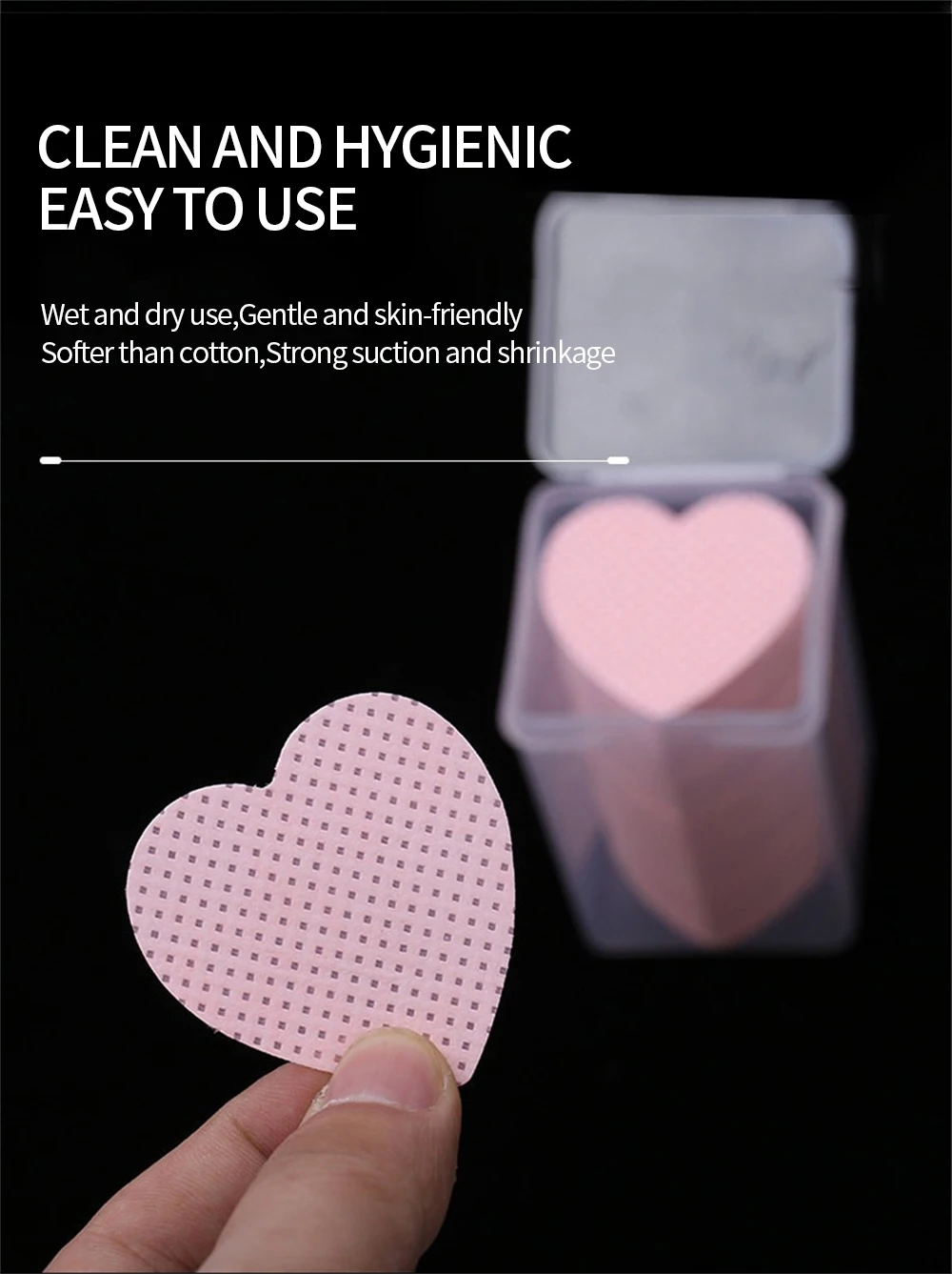 Description Picture 6 of item200pcs Disposable Eyelash Extension Glue Cleansing Cotton Pads Heart Shaped Makeup Remover Cotton Wipe Napkins Cosmetics Tools