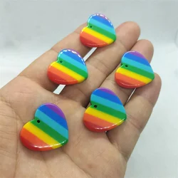 10pcs Resin Heart Charms Cartoon Rainbow Charm Pendants For DIY Earrings Bracelets Necklaces Jewelry Making Crafts Accessories