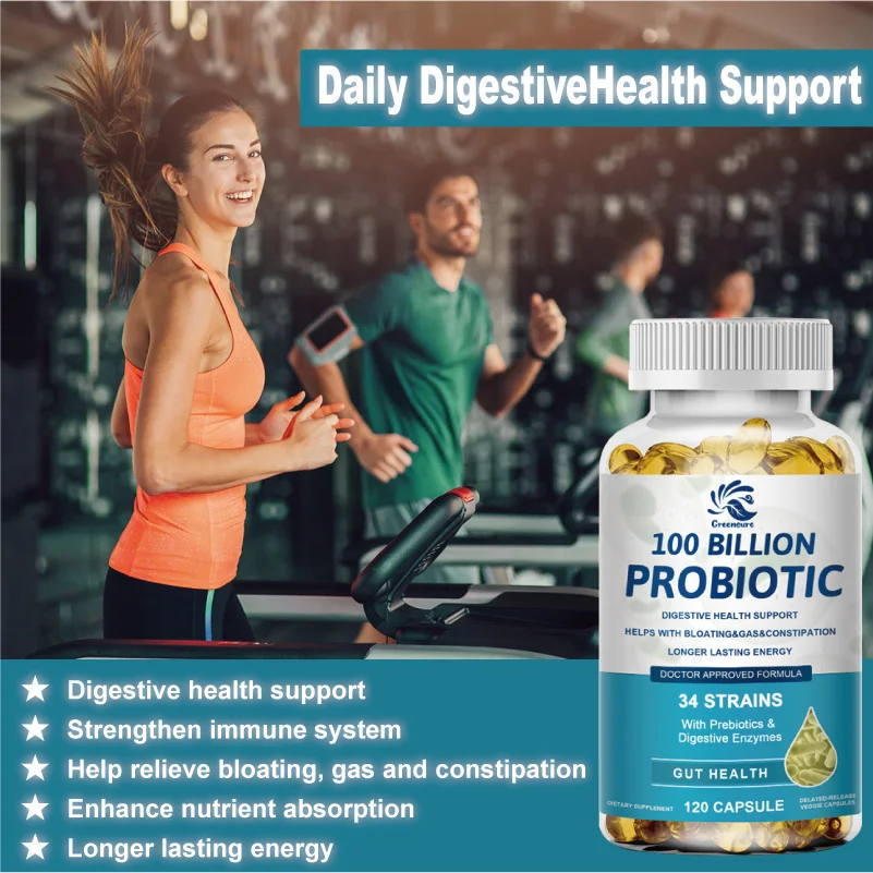 Organic Capsules Women Probiotic Supplement Greensure Organic Enzymes Probiotic Capsules 100 Billion CFU Probiotic Supplement with Prebiotics & Digestive Enzymes