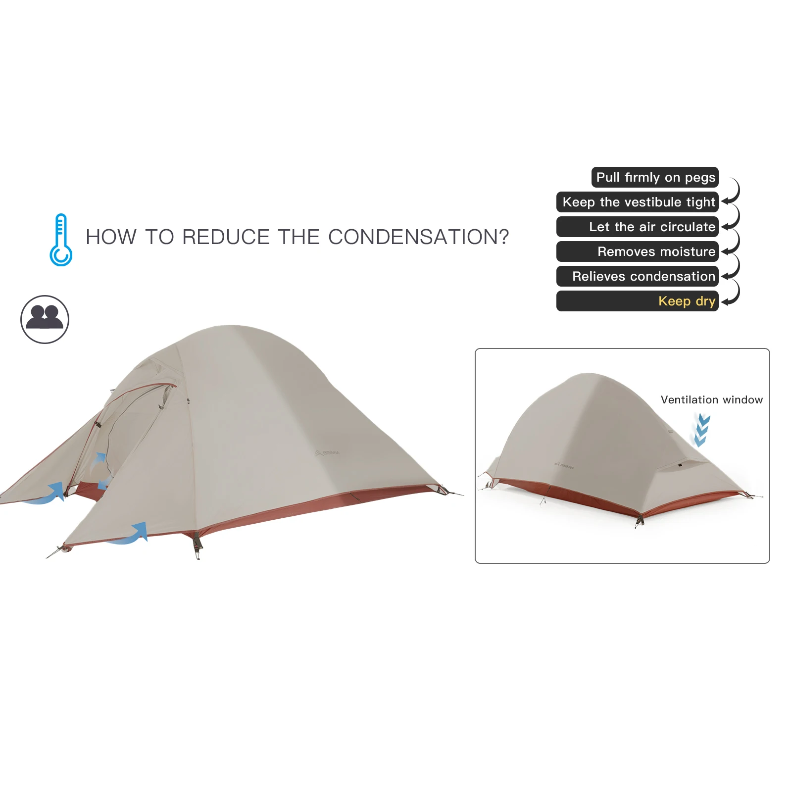 Barraca Ultraleve Bisinna – Nylon 20D Impermeável para Camping e Trekking (1–2 Pessoas) - Imagem 4