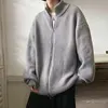 Thiened Zipper Knitted Cardigan Coat High Collar Men's Winter Outerwear Casual Loose Fit Long Sve Sweater Youth Sle