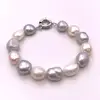 11mm Semi Baroque Irregular Bracelet Bangle White Grey Mixed Color Natural Freshwater Pearls Summer And Simple 4