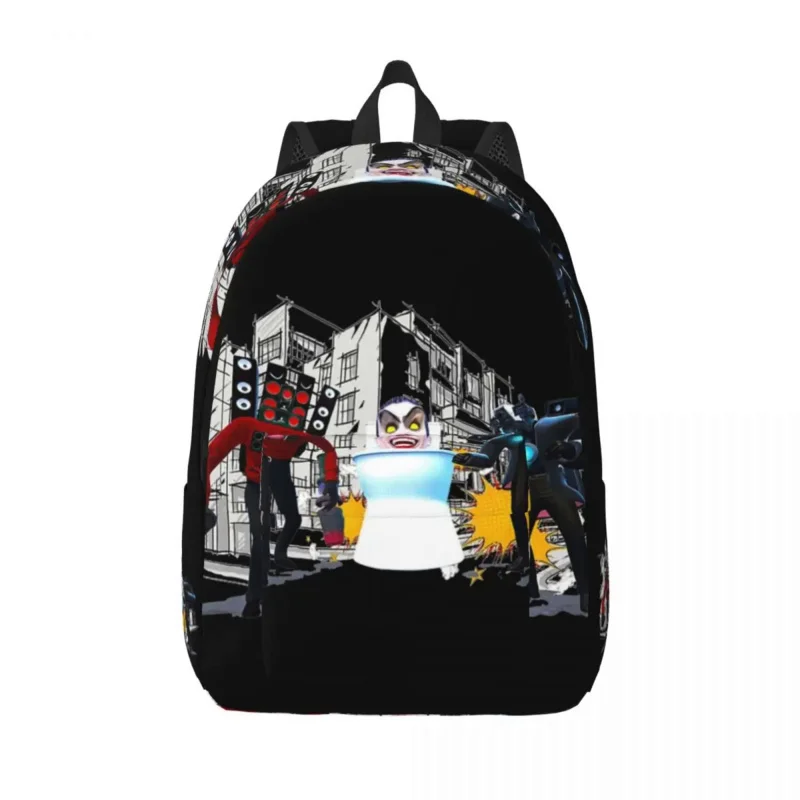 

Skibidi Toilet Funny Game Backpack Elementary High College School Student Creepy Bookbag Teens Canvas Daypack Travel