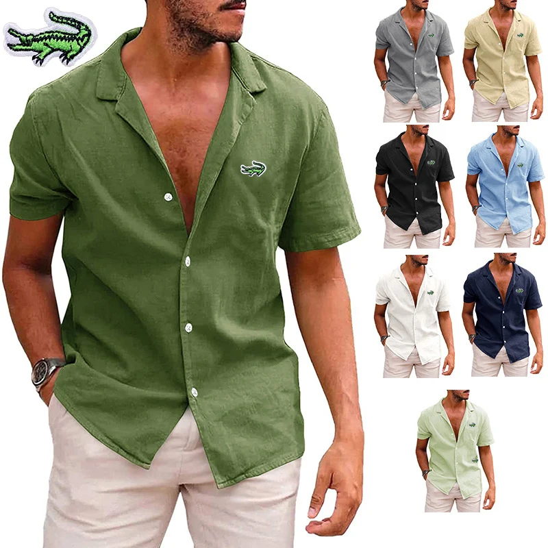 

Men's High Quality Polo Shirt Spring/Summer Short Sleeve T-shirt Cotton Linen Hot Selling Business Casual Breathable Polo Neck T