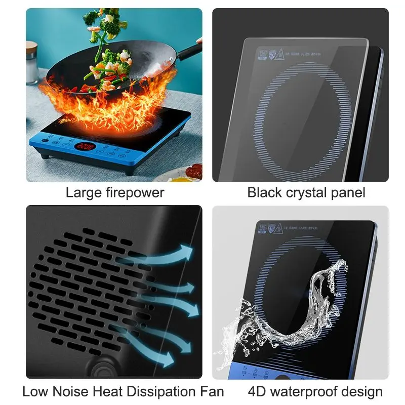 DMWD Household Concave Induction Cooker Electromagnetic Oven Intelligent Touch Control Stove Electric Hot Plate Waterproof 3000W