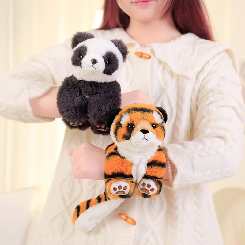 

Animal Slap Snap Wrap Wristband Bracelet Bunny Panda Tiger Raccoon Plush Hand Ring Wristband Kids Toys Gift Wrist Accessories