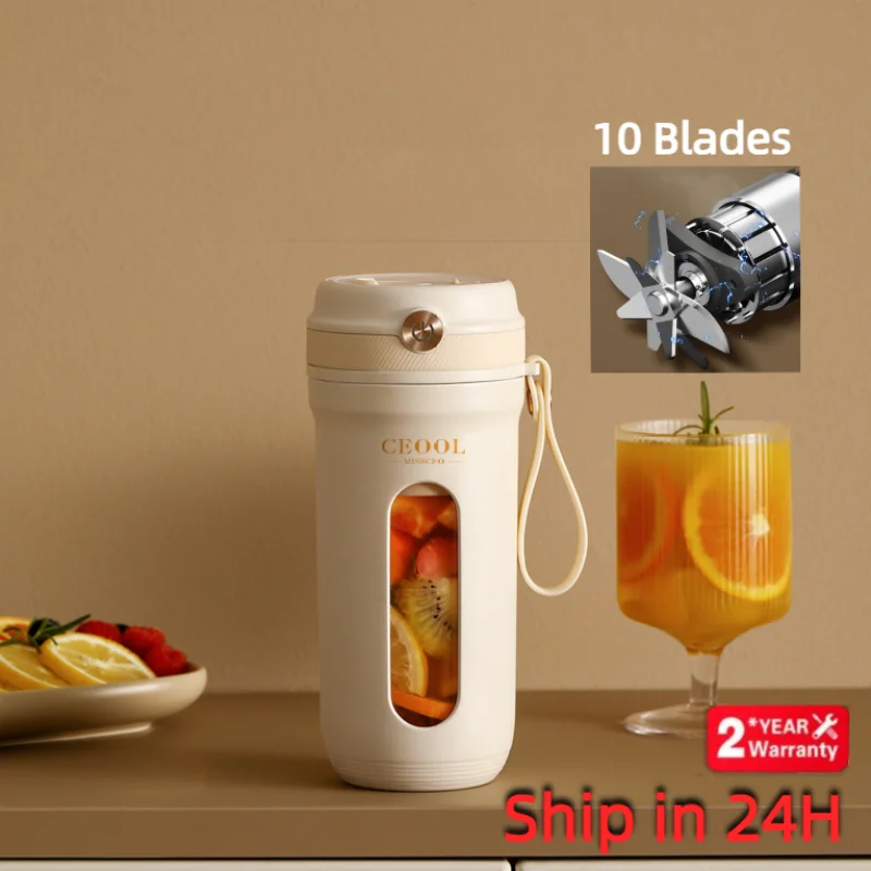 

Electric Portable 10 Blades Blender 350ML Juicer Fruit Mixers USB Rechargeable Smoothie Juicer Cup Squeezer Juice Maker