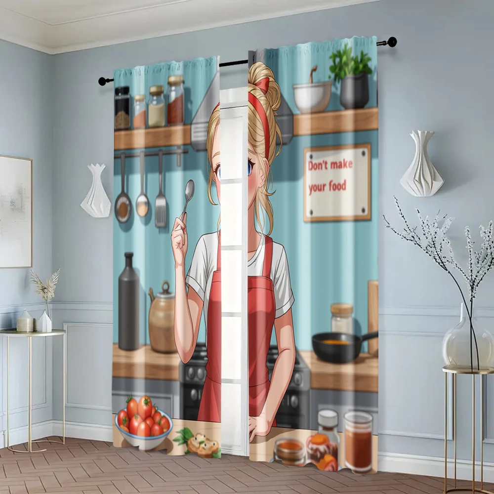 2pcs, Curtains Roller Blinds Don't make your food Durable Polyester (without rod) Thermal Insulation, and Room Darkening 6