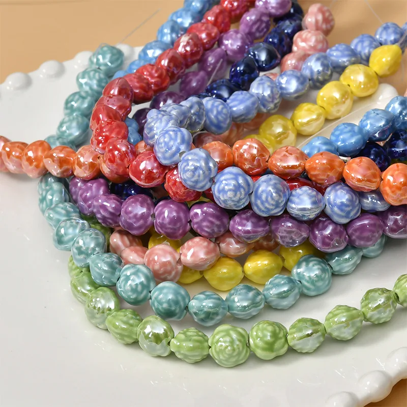 

20pcs 13mm Rose Flower Ceramic Beads DIY Loose Mix Color Ceramics Bead For Jewelry Making Bracelet Necklace Earring Accessories