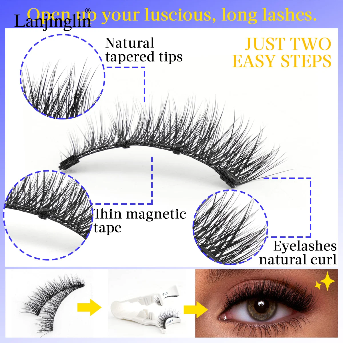 Fake Eyelashes 1 Pair Magnetic Eyelashes Natural Short 3D Mink Lashes Reusable False Eyelash with Magnets Tweezer Makeup Tool