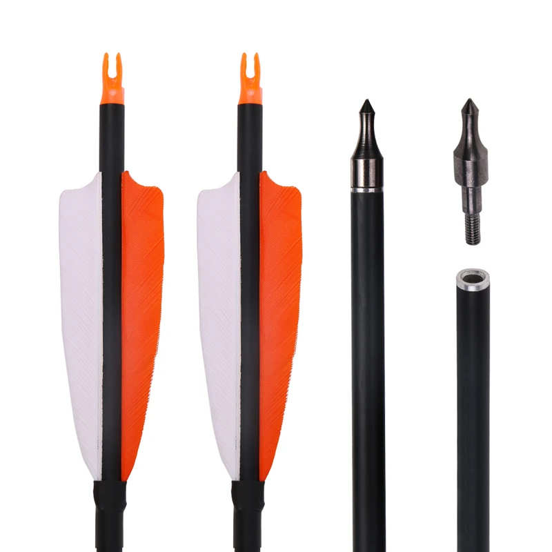 Flèches en carbone de 28'', 30'', 31'', SP500, plumes de dinde, pointes à filetage, flèches de chasse à l'arc