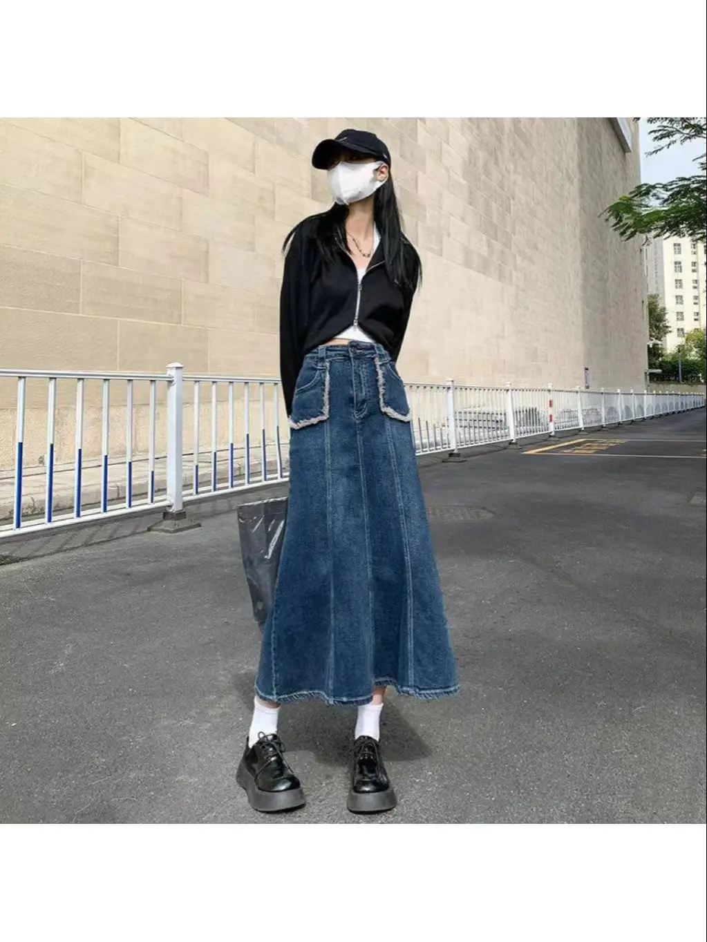 Luck A 2022 Fashion Retro Long Summer Spring Denim Skirts Girls High Waist Button Pockets Split Jeans Straight Maxi Denim Skirts nike skirt Skirts