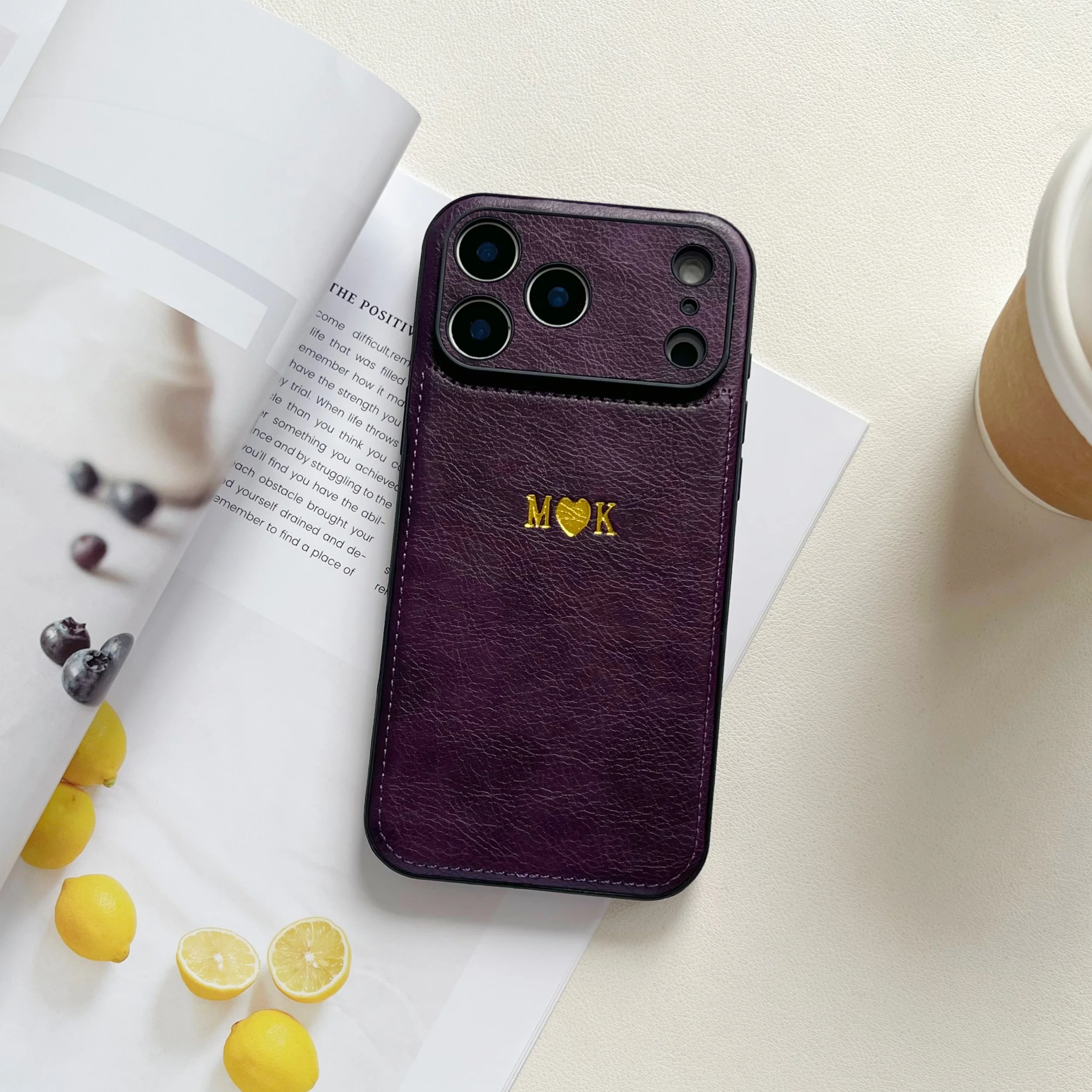 Luxury Personalized Custom Name Hot Gold Foil Embossed Faux Leather thumbnail 1