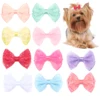 10PCS Dog Bow Polyester Mesh Sequin Bow Dog Hair Accessories Handmade Puppy Bows For Dogs and Cats Cute Pet Accessories 1