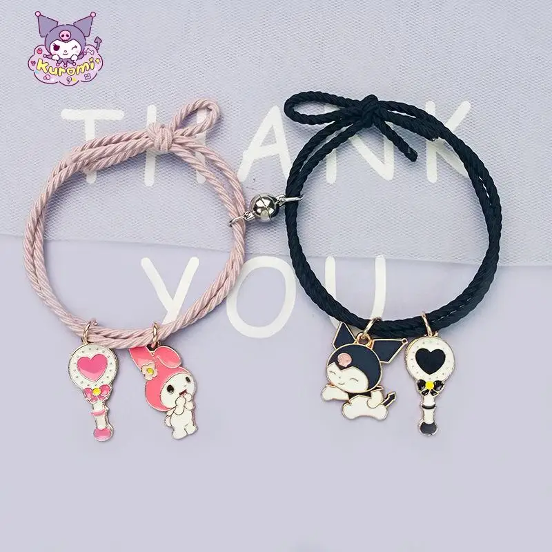 

Kawaii Sanrio Bracelet Accessories Adsorption Magnet Couple Bracelet Cartoon Cute Character My Melody Kuromi Gift Toys for Girls