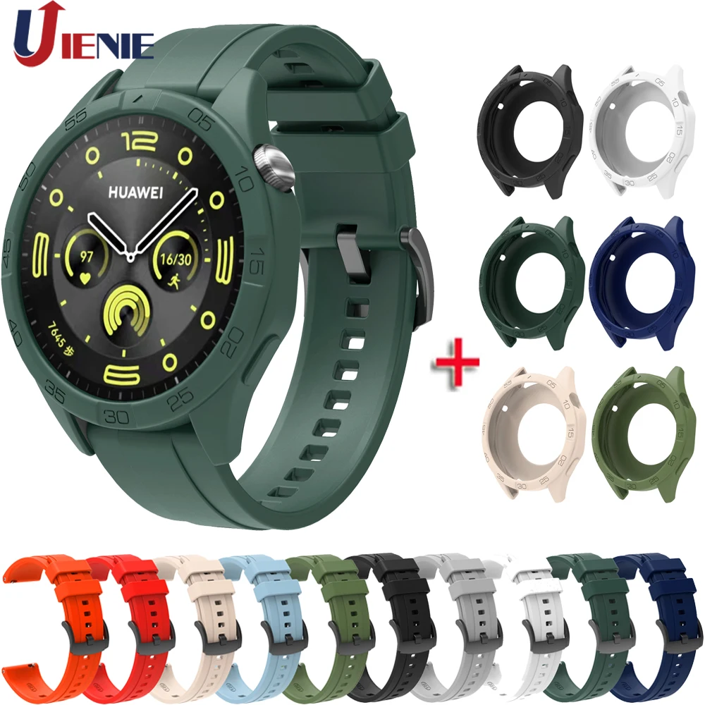 22MM Strap &Case for Huawei Watch GT 4 46mm Silicone Watchband Sport Bracelet Protective Cover for gt4 46mm Watch Band Correa 20 22mm smart watch band for huawei watch gt3 gt 3 42 46mm wrist strap gt 2 gt2 pro watchband bracelet soft silicone belt correa