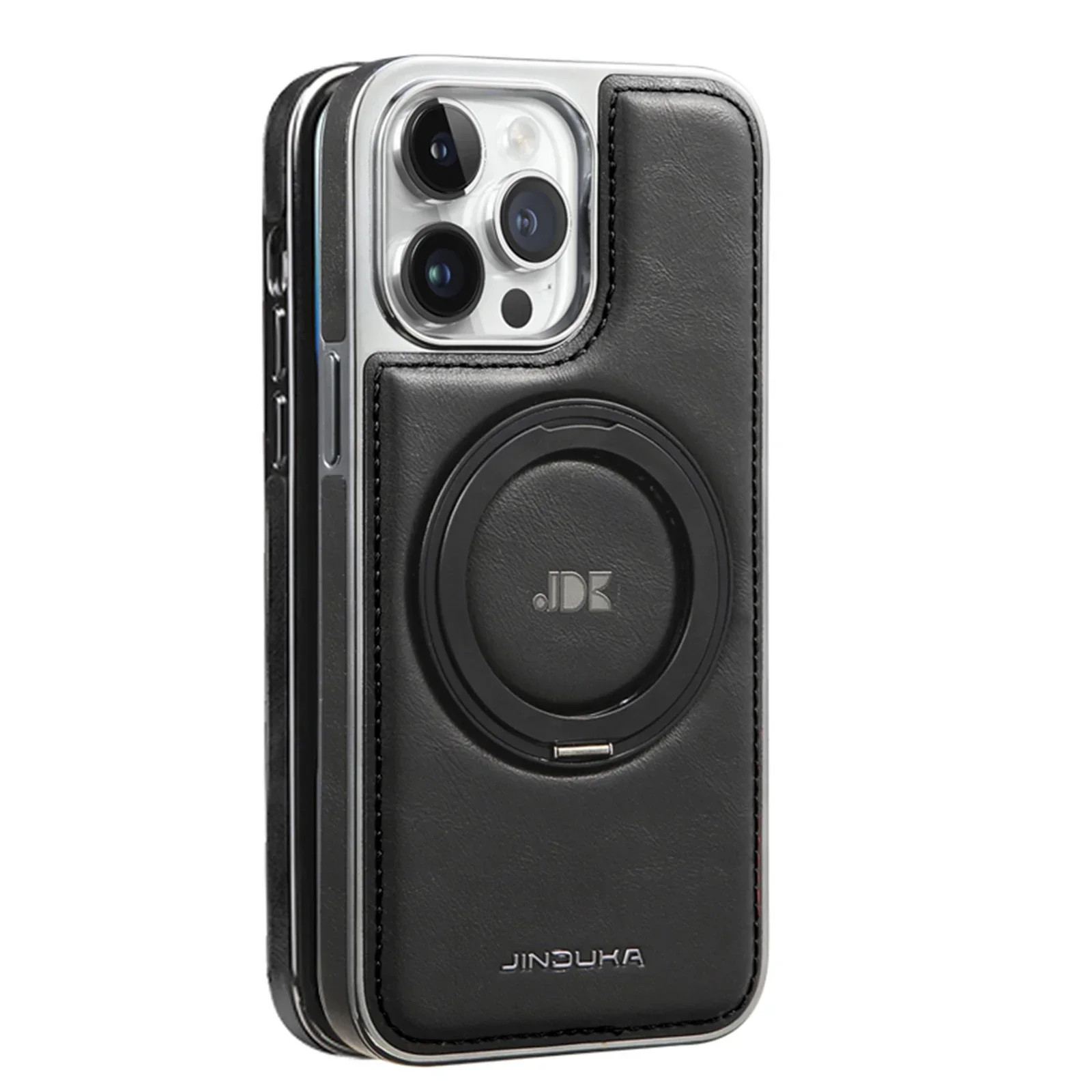 Premium Magnetic Leather Phone Case with Kickstand and MagSafe Compatibility