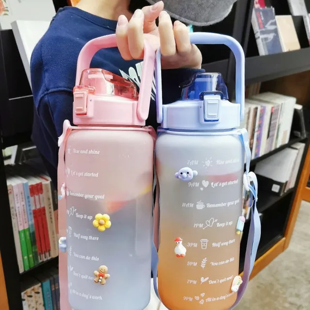 2 Liter Large Capacity Combo Pack Drinking Bottle Outdoor Sports Water Bottle Car Water Cup Portable Sports Fitness Cup 5