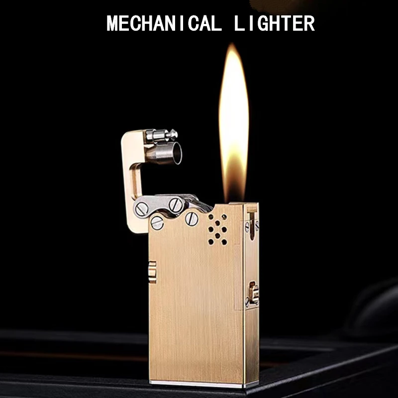 

Handmade Kerosene Lighter Mechanical Automatic Ignition Gasoline Lighter Brass Titanium Stainess Steel Material Lighter Smoking