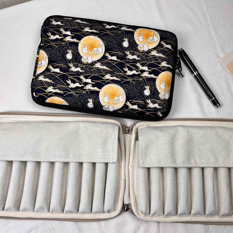 National Trend Pen Bag Twenty Pack Pen Cover Fabric Protective Cover Large Capacity Pen Bag Portable Storage Zipper Bag