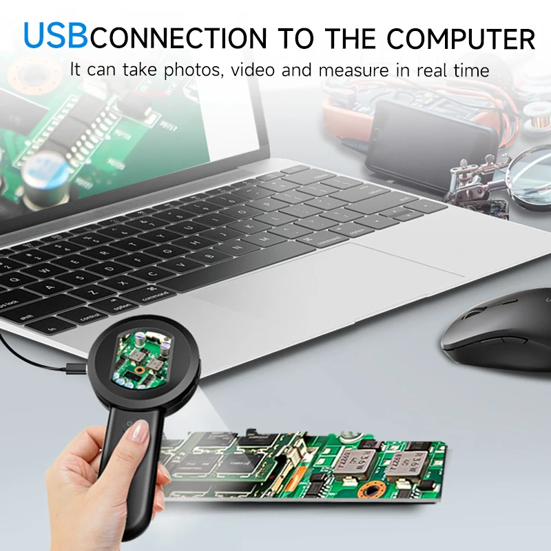 아이용 포켓 디지털 돋보기 카메라, 2 인치 IPS 스크린, 동전 PCB 100X HD USB 사진 측정 돋보기, 현미경 PC 지지대