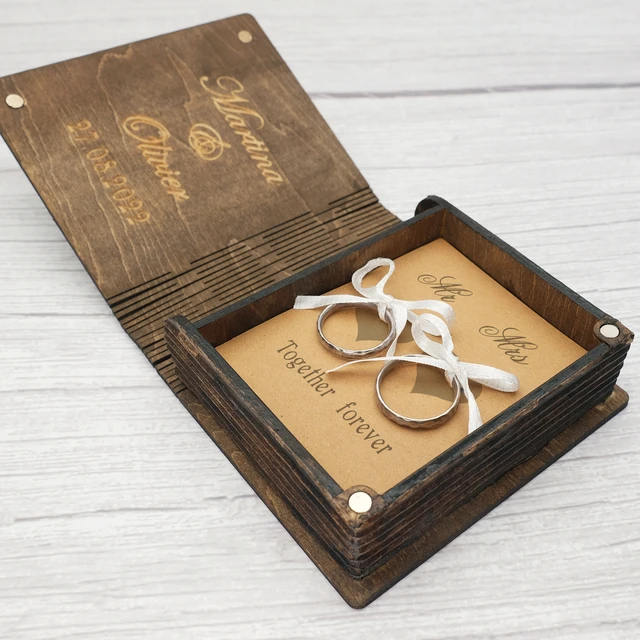 Scatola per fedi nuziali personalizzata scatola per libri personalizzata  scatola per anelli di fidanzamento in legno rustico proposta porta anelli  regalo di nozze personalizzato - AliExpress