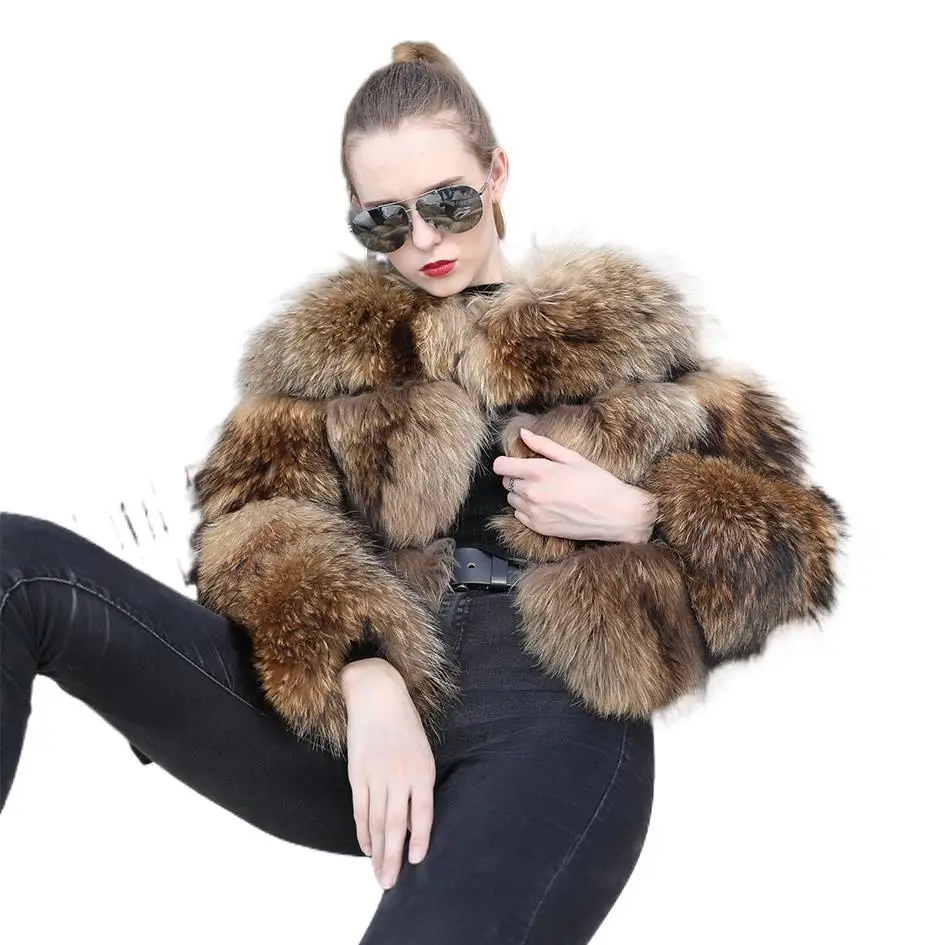 

Winter Women Mink Fur Coat Premium Raccoon Overcoat O Necked Thick Popular Short Real Fur Jacket Ladies Simple Casual Parkas
