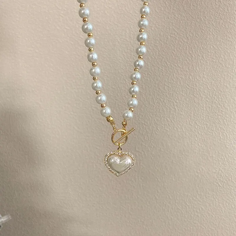 Elegant Pearl Heart Pendant Necklace for Women