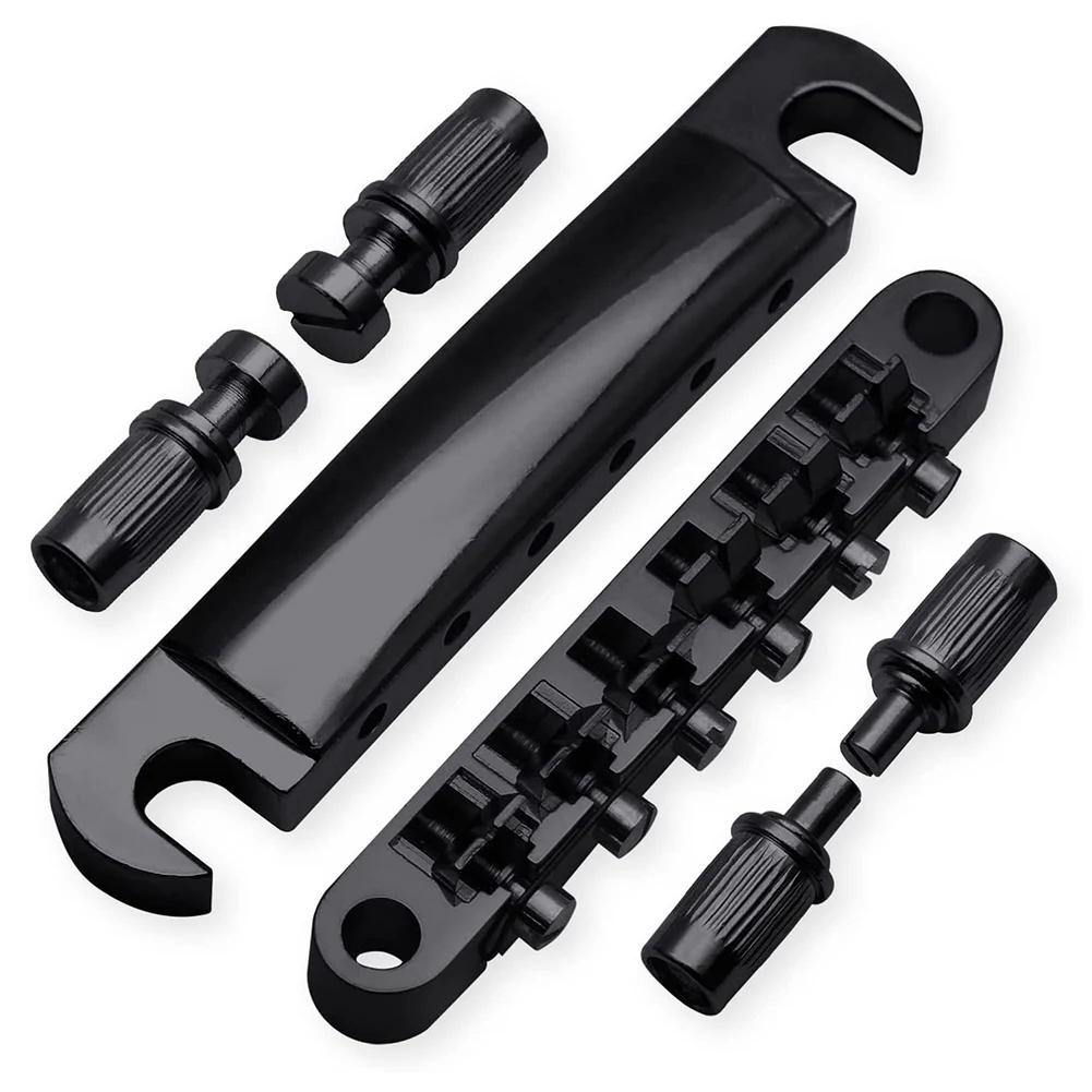 

String Saddle Tune-O-Matic Bridge and Tailpiece with Studs for GB LP Style Electric Guitar (Black)