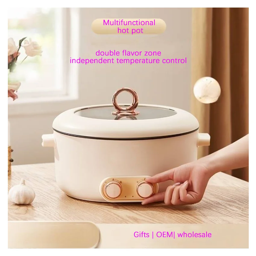 5L Big Capacity Multi functional Non-Stick Coating Double-flavor 2000W Electric Cooking hot Pot 3