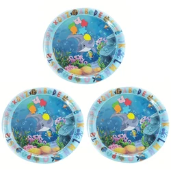 Deluxe PVC Round Baby Water Play Mat - Large Area Kids Splash Pad - 65cm (3pcs Blue)
