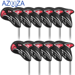 11pcs Golf Iron Head Covers Thicken Eagle PU Leather Soft Black Embroideried Protector Waterproof Durable Fit Most Clubs Wedge