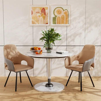 2pcs Swivel Dining Chairs with Arms High Backrest Microfiber Leather Dining Room Chair for Kitchen, Living Room