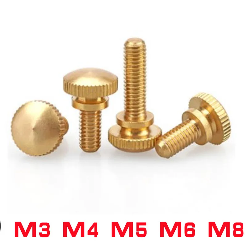 25pcs M3 M4 M5 M6 Hand Tighten Brass Knurled Screws Copper Twist