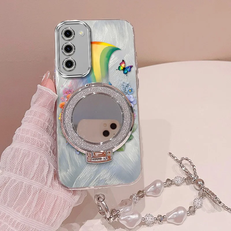 Vibrant Rainbow Phone Case Set with Lanyard and Stand