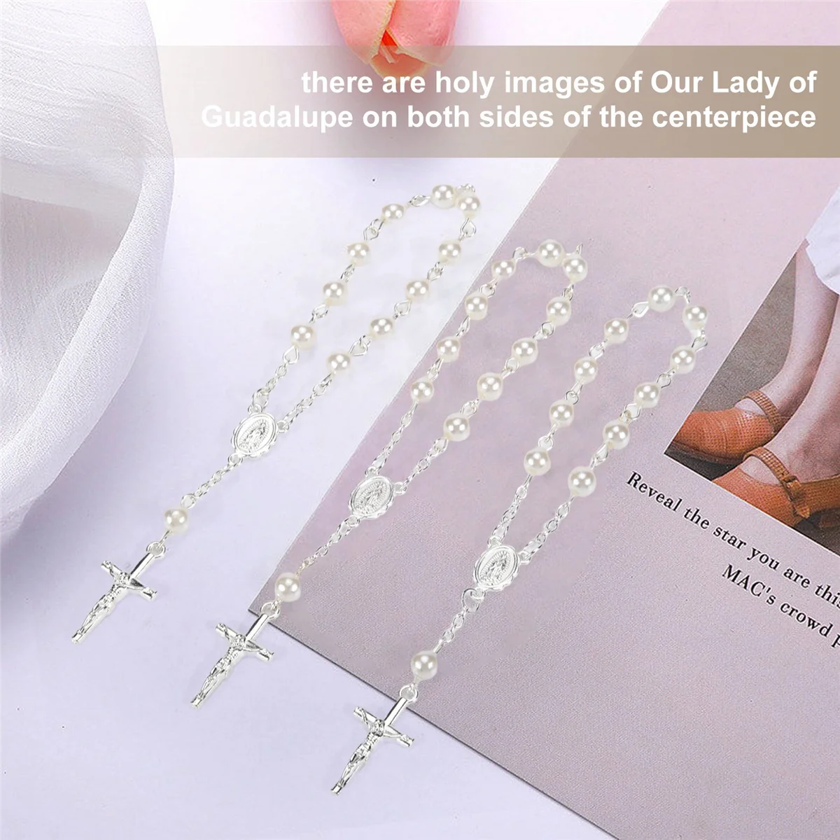 Baptism Rosary Beads Finger Baptism Rosaries Faux for Favors Favors Communion 30Pcs baptism rosary beads
