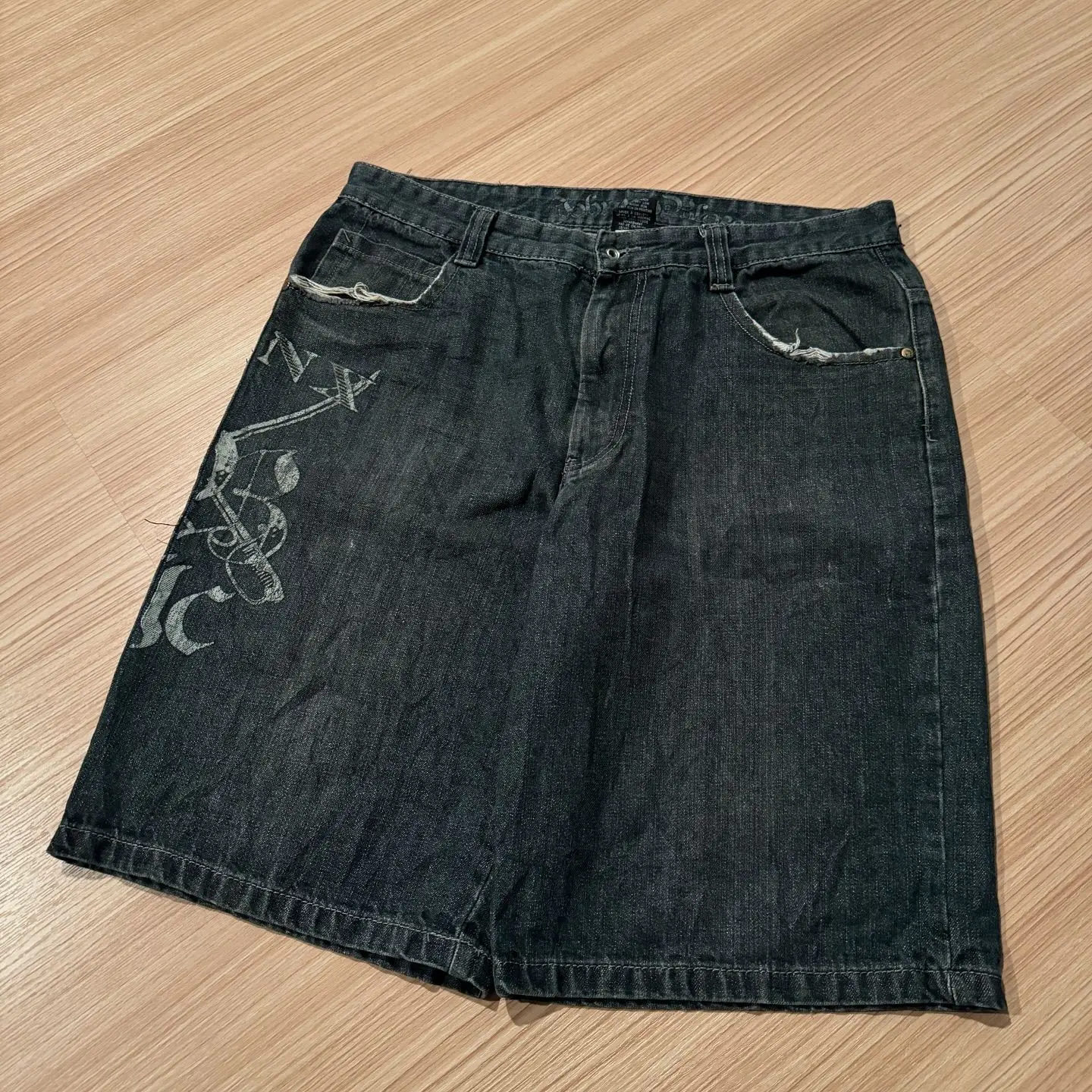 Streetwear Shorts Y2K Pants Hip Hop Retro Graphic Print Baggy Jenas Denim Gym Shorts Mens Womens High Waist Basketball denim shorts