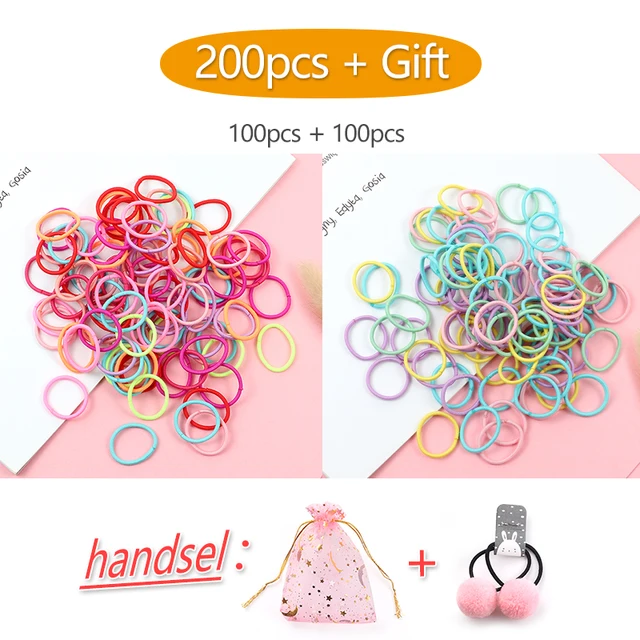 100PCS/Set Girl Hair Ring Children Ponytail Elastic rubber band hair band Hair Accessories girl Headband Scrunchie Headdress Set 200pcs-32