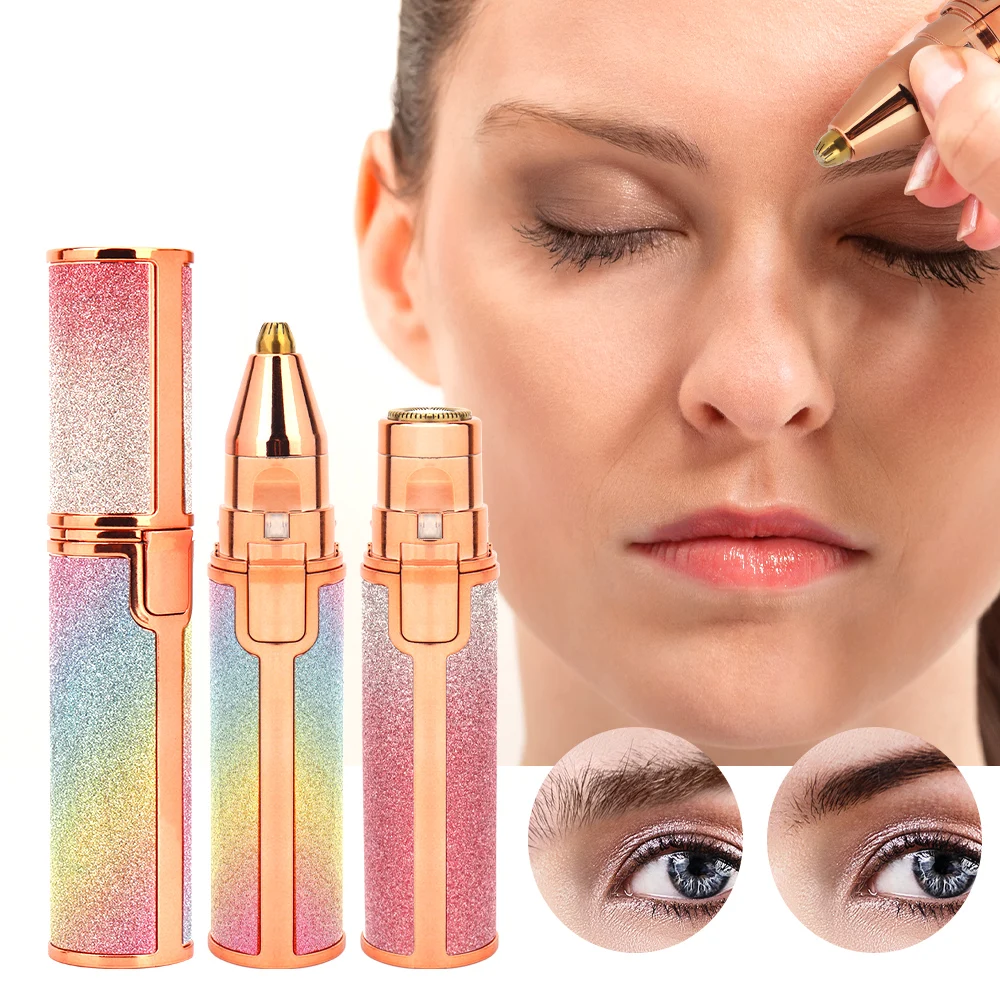 Portable 2 In 1 Electric Epilator Eyebrow Trimmer Female Body Facial