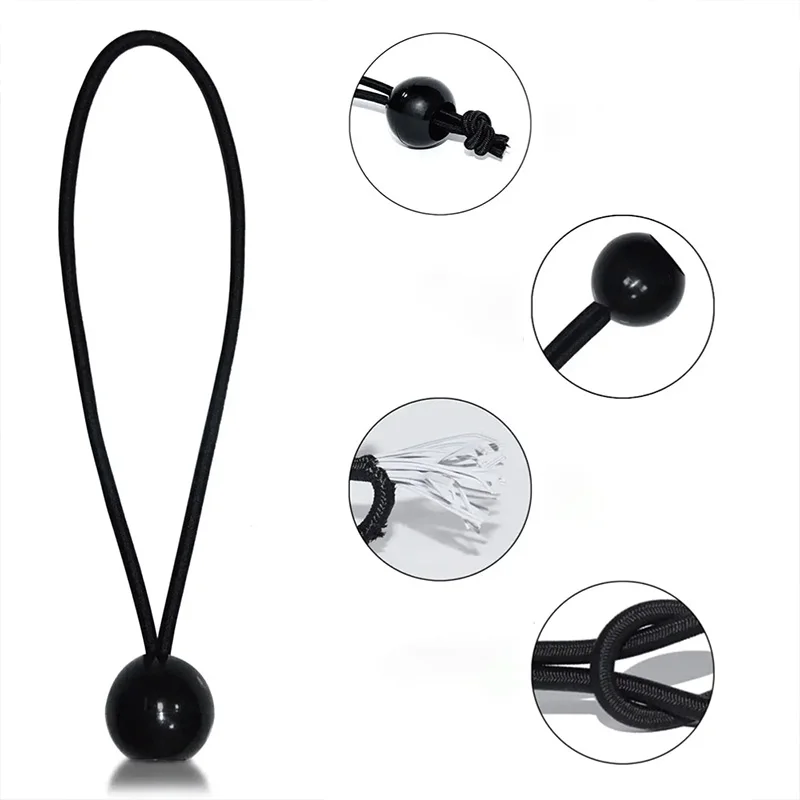 10/50pcs Black Bungee Ball Rope Camping Equipment Elastic Tent Canvas Fixing Tarpaulin Awning Canopy Heavy Duty Tarp Tie Down