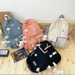 Girls Backpack Schoolbag School Rucksack Students Double Shoulder Bag Multi-Pocket Stationery Storage Organizer Large Capacity