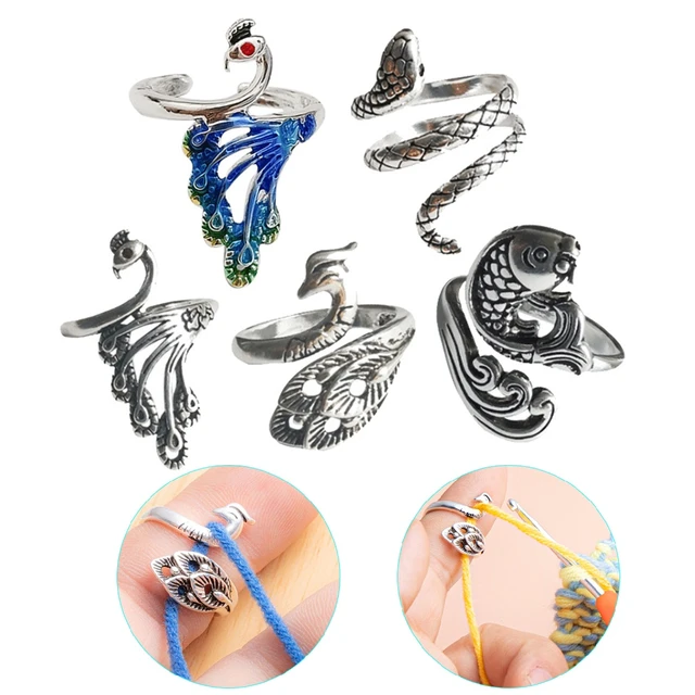 1PC DIY Multi Style Ring Knitting Loop Crochet Tool Sewing Accessories  Finger Wear Thimble Yarn Guides Adjustable Open Fingering - AliExpress