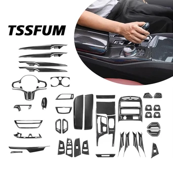 For BMW 5 Series G30 G31 2018 2019 2020 2021 2022 2023 Car Interior Carbon Fiber Sticker Gear Shift Panel Cover Trim Accessories 1