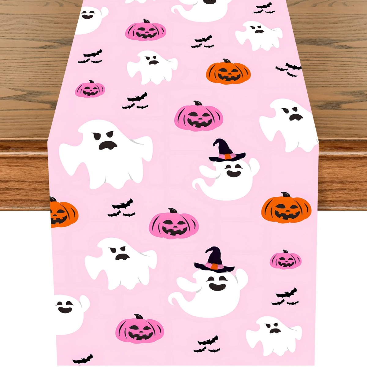 

Pink Halloween Table Runner Pumpkin Spider Web Skull Dining Table Decoration Scary Table Cover For Halloween Decoration 2024