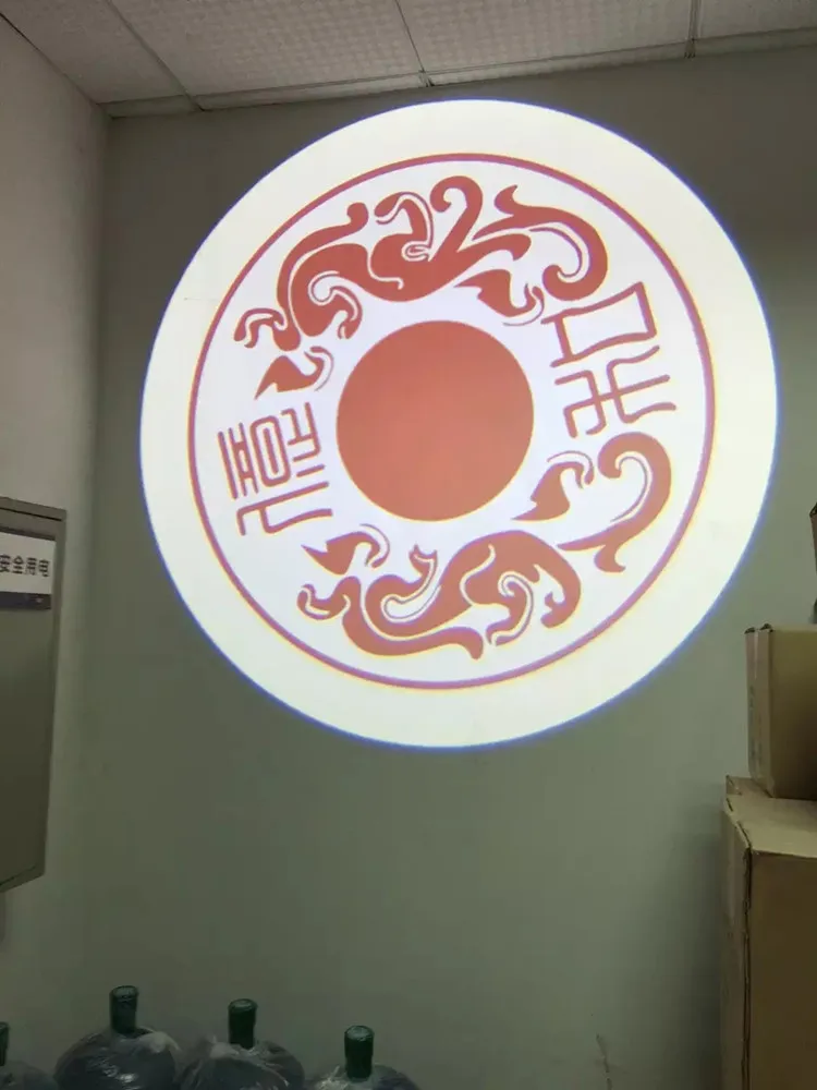 Logo personalizzato proiettore lente in vetro 37mm-27mm diametro negozio centro commerciale KTV modello di testo Logo illuminazione pubblicitaria proiezione Gobo - immagine 3