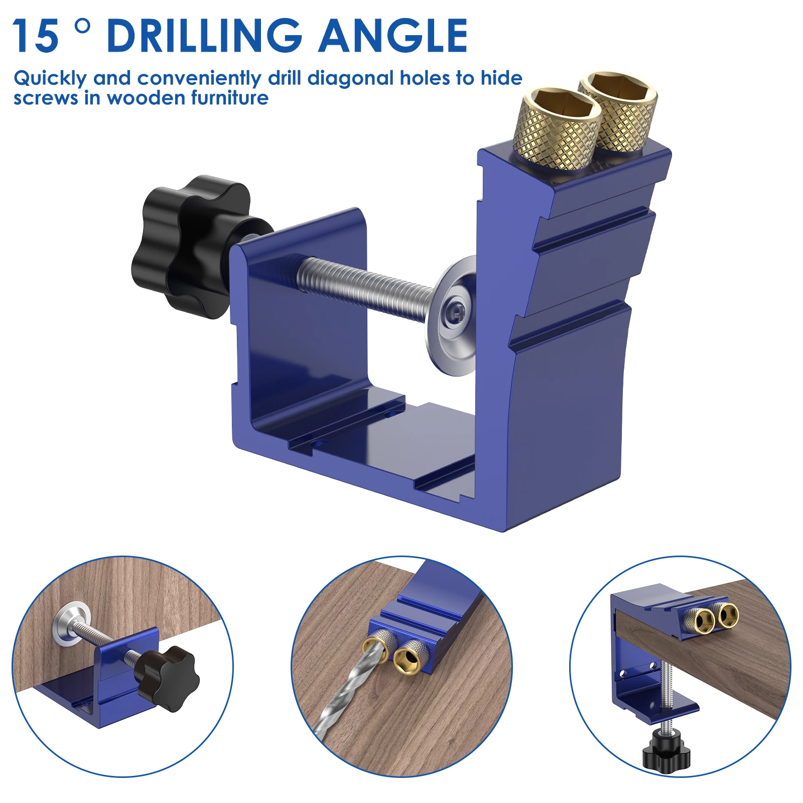 Metal Pocket Hole Jig Drill Guide Kit for Woodworking