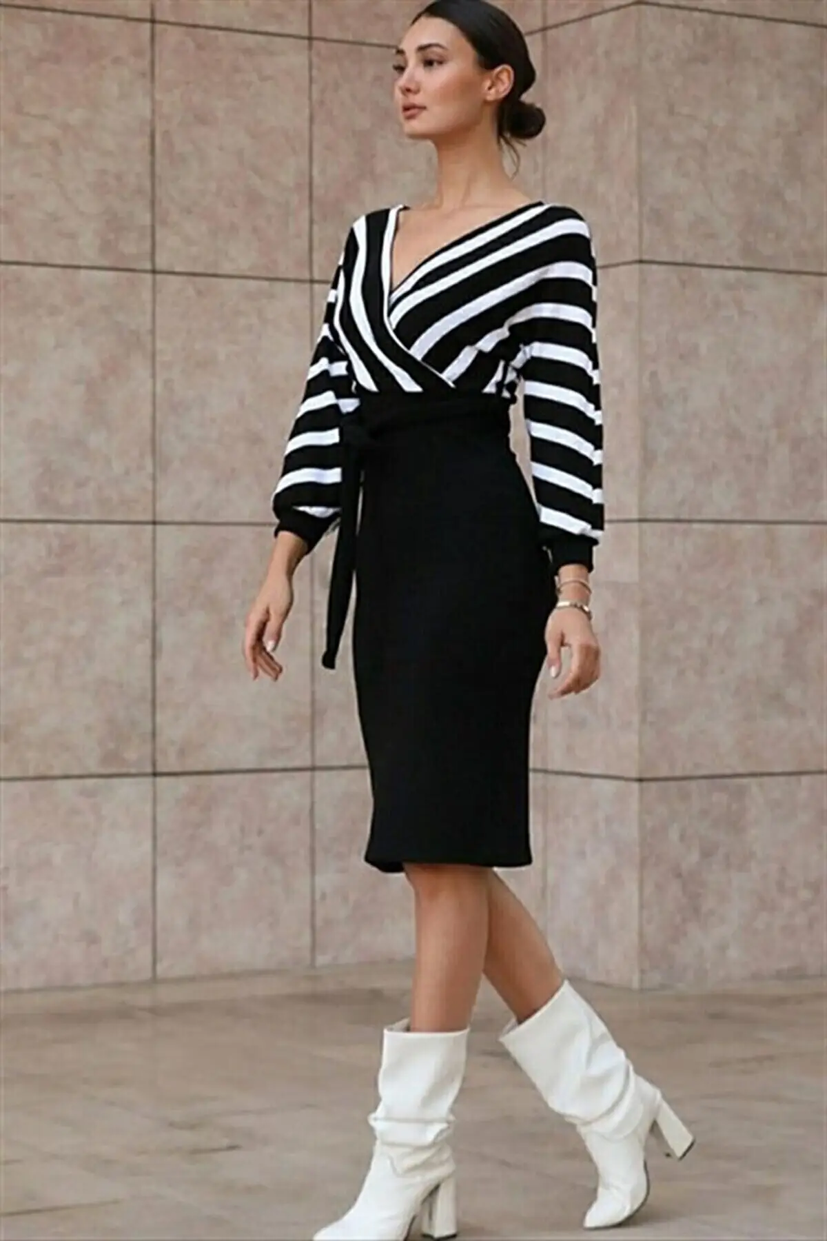 

Line Patterned Double Breasted Collar Midiboy Knitwear Dress 100 Cm. Clothing